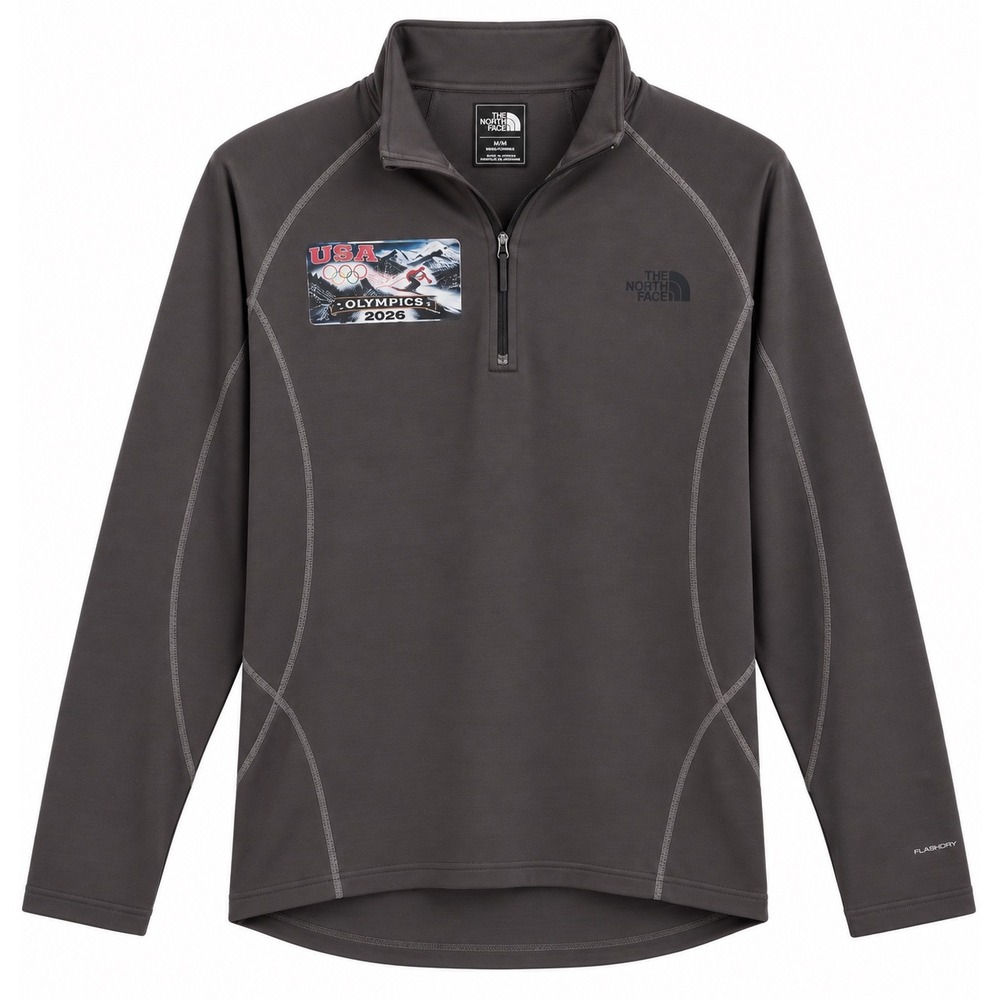 The North Face USA Olympics 2026 FlashDry Quarter Zip Pullover Gray Mens Medium